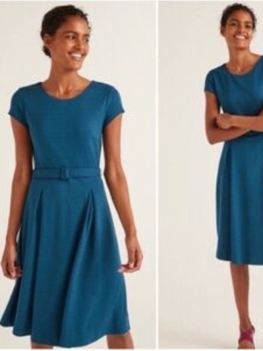 Boden Aida Ponte Belted Midi Dress | Size 2P | Like New